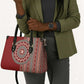 Tunisia Bakhnug Motif Leather Bag Traditional Tunisian Embroidery Inspired - African Pride