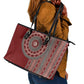 Tunisia Bakhnug Motif Leather Tote Bag Traditional Tunisian Embroidery Inspired - African Pride