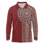 Tunisia Bakhnug Motif Long Sleeve Polo Shirt Traditional Tunisian Embroidery Inspired - African Pride
