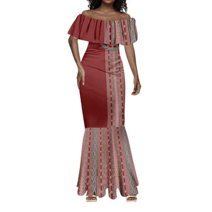 Tunisia Bakhnug Motif Mermaid Dress Traditional Tunisian Embroidery Inspired - African Pride