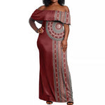 Tunisia Bakhnug Motif Off Shoulder Maxi Dress Traditional Tunisian Embroidery Inspired - African Pride