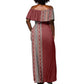 Tunisia Bakhnug Motif Off Shoulder Maxi Dress Traditional Tunisian Embroidery Inspired - African Pride