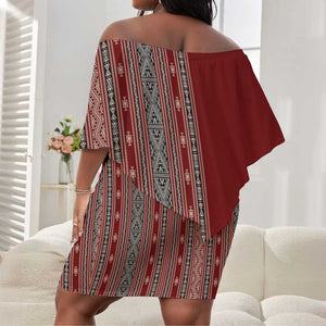Tunisia Bakhnug Motif Off Shoulder Short Dress Traditional Tunisian Embroidery Inspired - African Pride