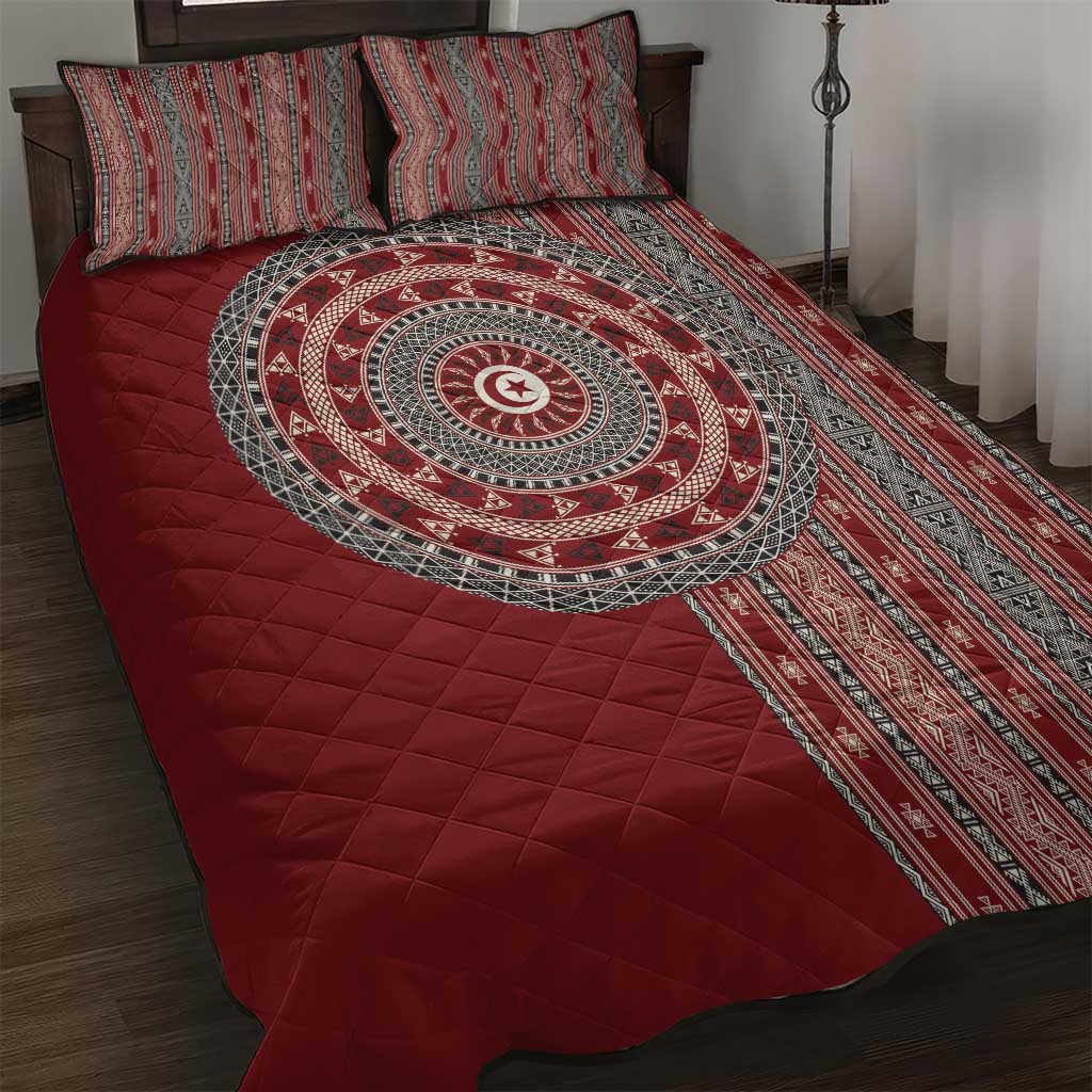 Tunisia Bakhnug Motif Quilt Bed Set Traditional Tunisian Embroidery Inspired - African Pride