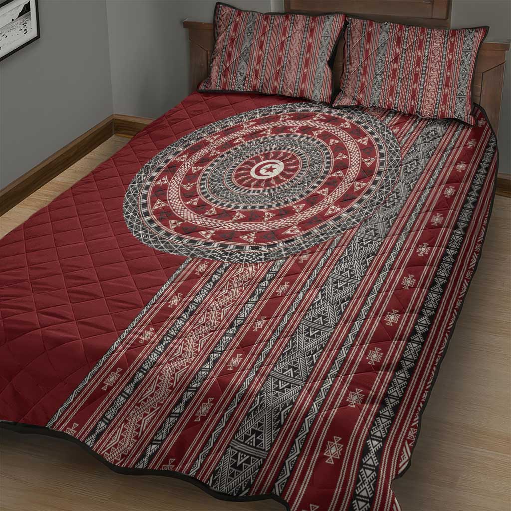 Tunisia Bakhnug Motif Quilt Bed Set Traditional Tunisian Embroidery Inspired - African Pride