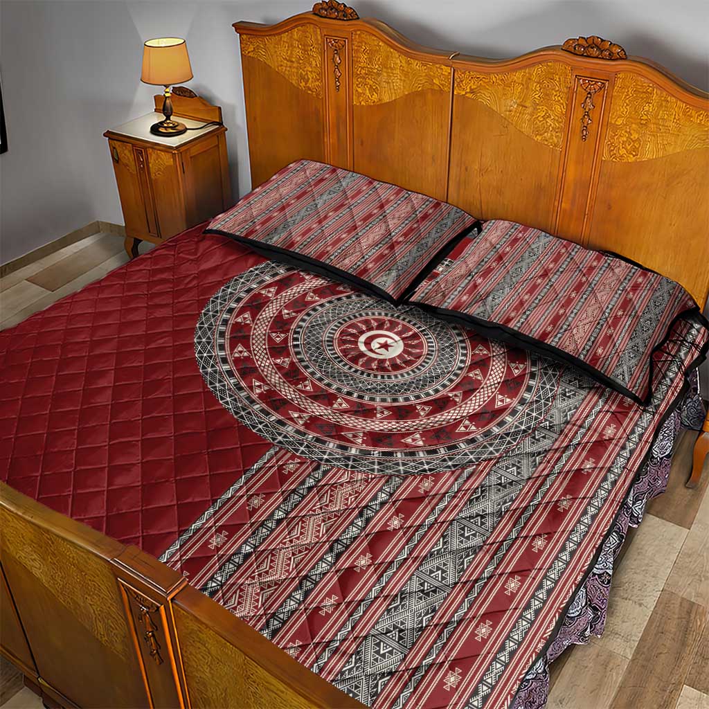 Tunisia Bakhnug Motif Quilt Bed Set Traditional Tunisian Embroidery Inspired - African Pride