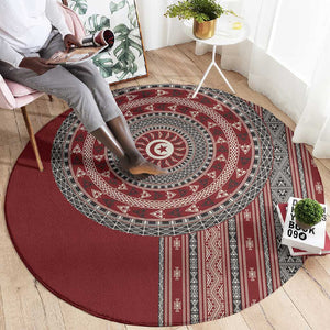 Tunisia Bakhnug Motif Round Carpet Traditional Tunisian Embroidery Inspired - African Pride