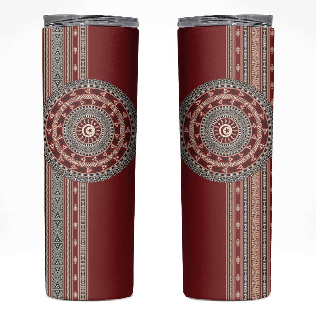 Tunisia Bakhnug Motif Skinny Tumbler Traditional Tunisian Embroidery Inspired - African Pride