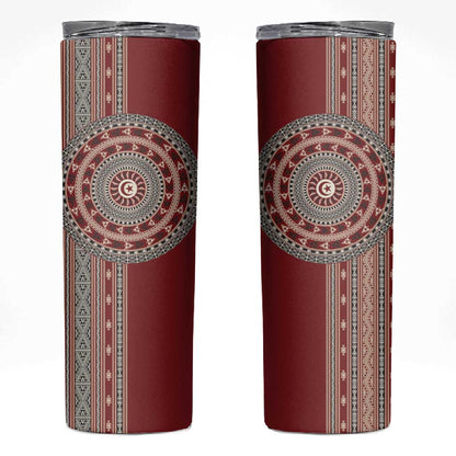 Tunisia Bakhnug Motif Skinny Tumbler Traditional Tunisian Embroidery Inspired - African Pride