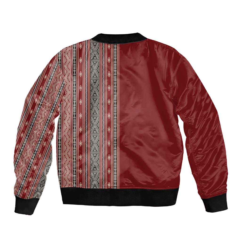 Tunisia Bakhnug Motif Sleeve Zip Bomber Jacket Traditional Tunisian Embroidery Inspired - African Pride