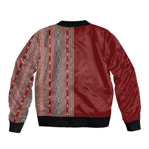 Tunisia Bakhnug Motif Sleeve Zip Bomber Jacket Traditional Tunisian Embroidery Inspired - African Pride