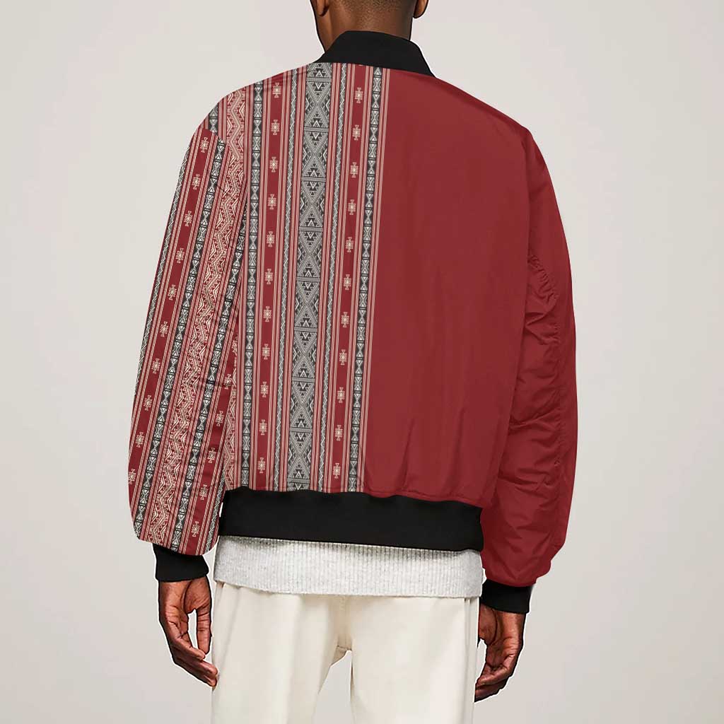 Tunisia Bakhnug Motif Sleeve Zip Bomber Jacket Traditional Tunisian Embroidery Inspired - African Pride