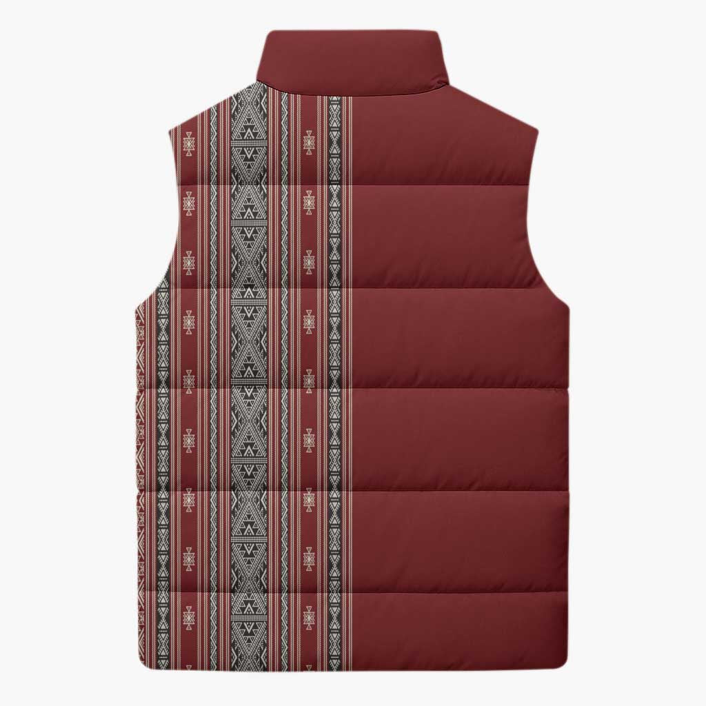 Tunisia Bakhnug Motif Sleeveless Puffer Jacket Traditional Tunisian Embroidery Inspired - African Pride