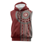 Tunisia Bakhnug Motif Sleeveless Zip Hoodie Traditional Tunisian Embroidery Inspired - African Pride