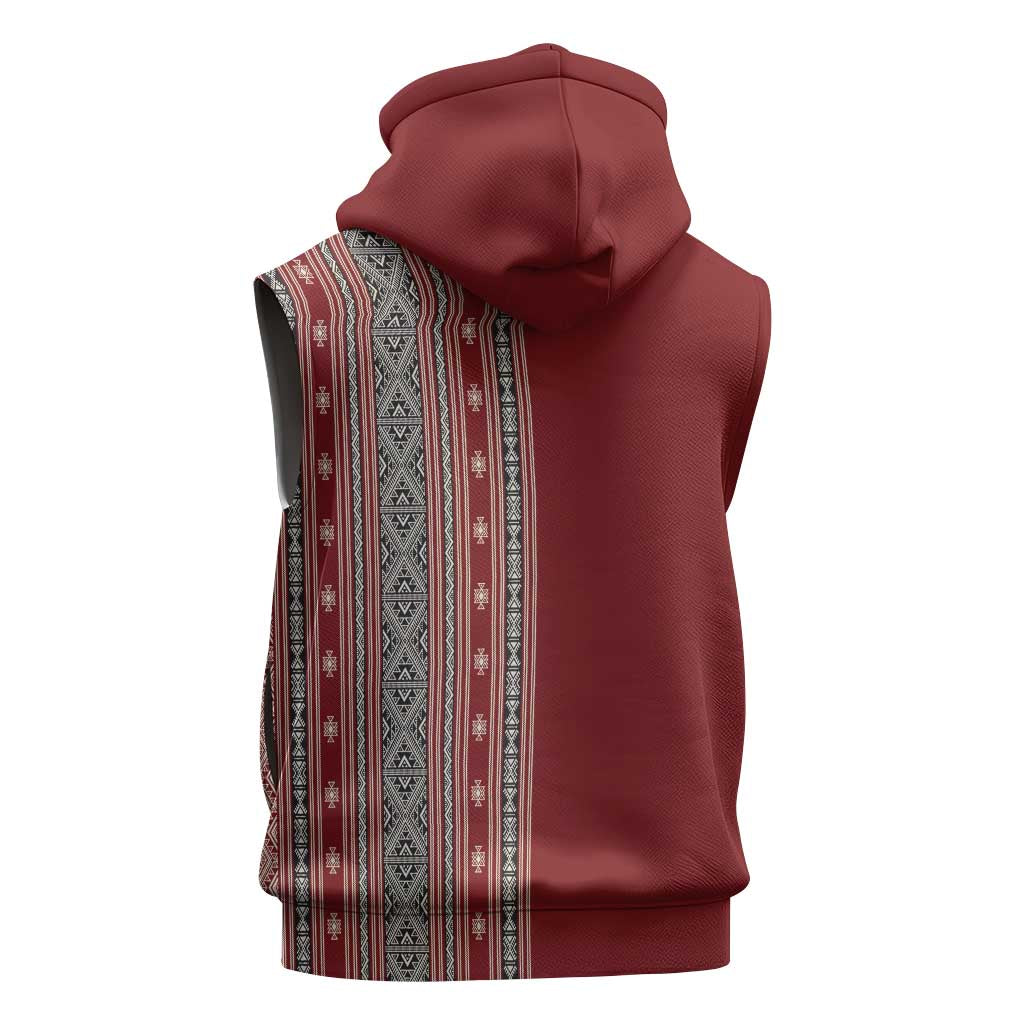 Tunisia Bakhnug Motif Sleeveless Zip Hoodie Traditional Tunisian Embroidery Inspired - African Pride