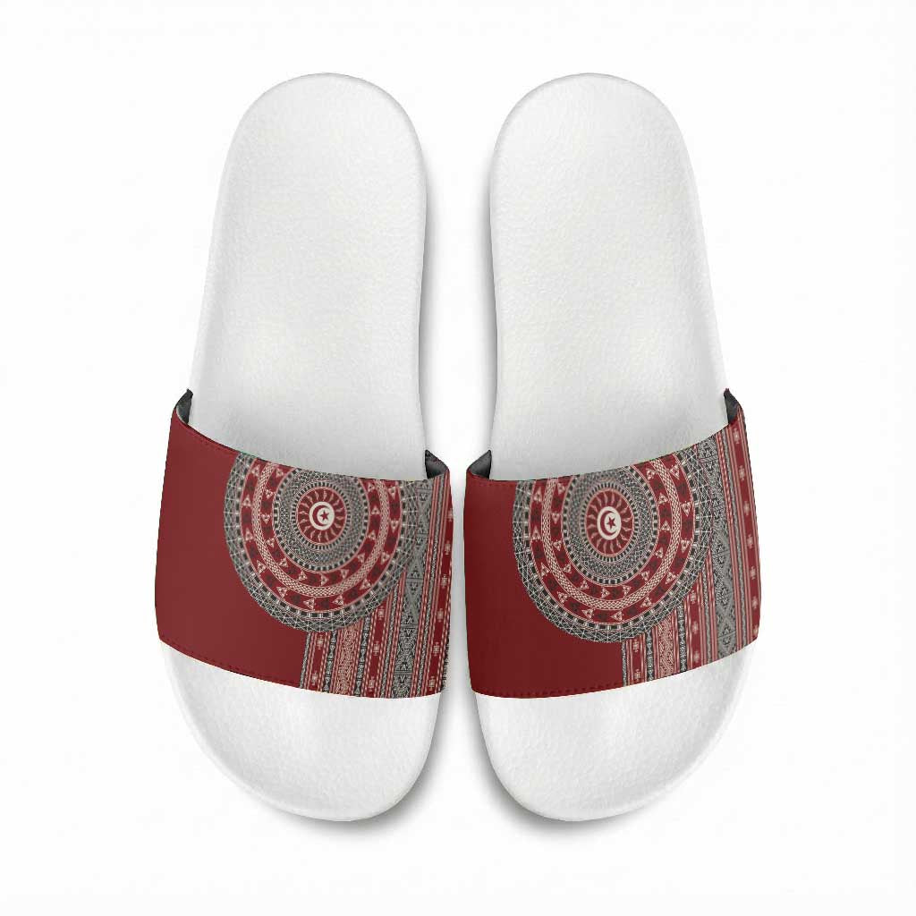 Tunisia Bakhnug Motif Slide Sandals Traditional Tunisian Embroidery Inspired - African Pride