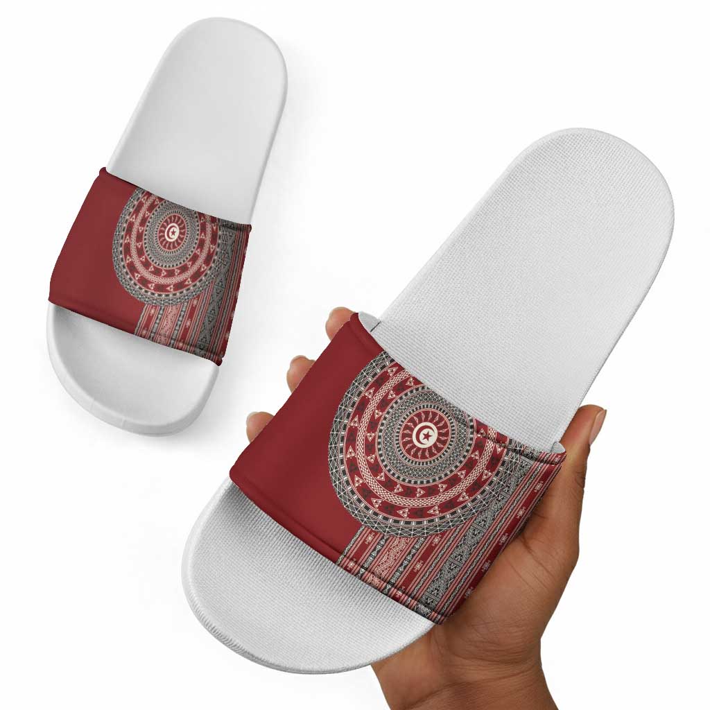 Tunisia Bakhnug Motif Slide Sandals Traditional Tunisian Embroidery Inspired - African Pride