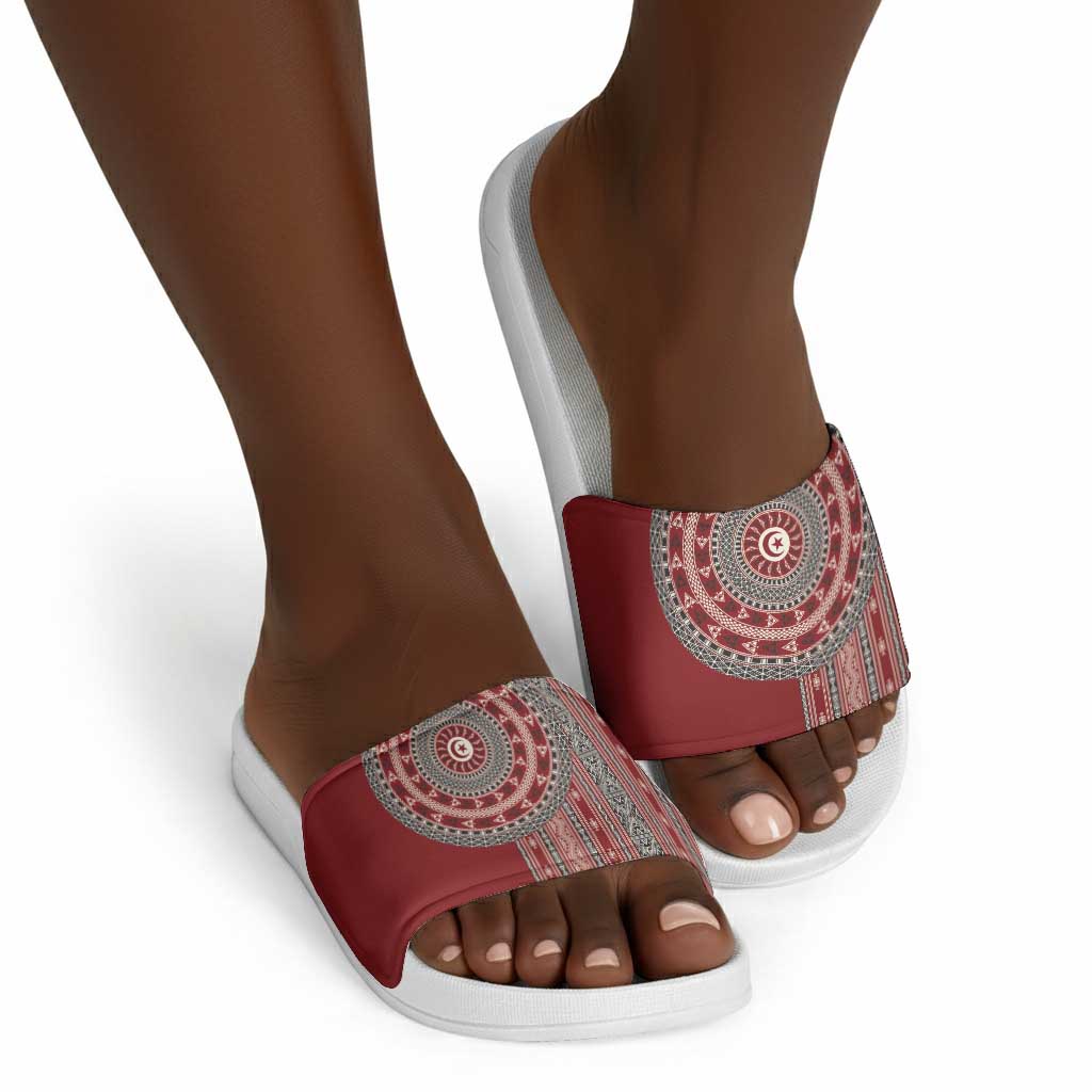Tunisia Bakhnug Motif Slide Sandals Traditional Tunisian Embroidery Inspired - African Pride