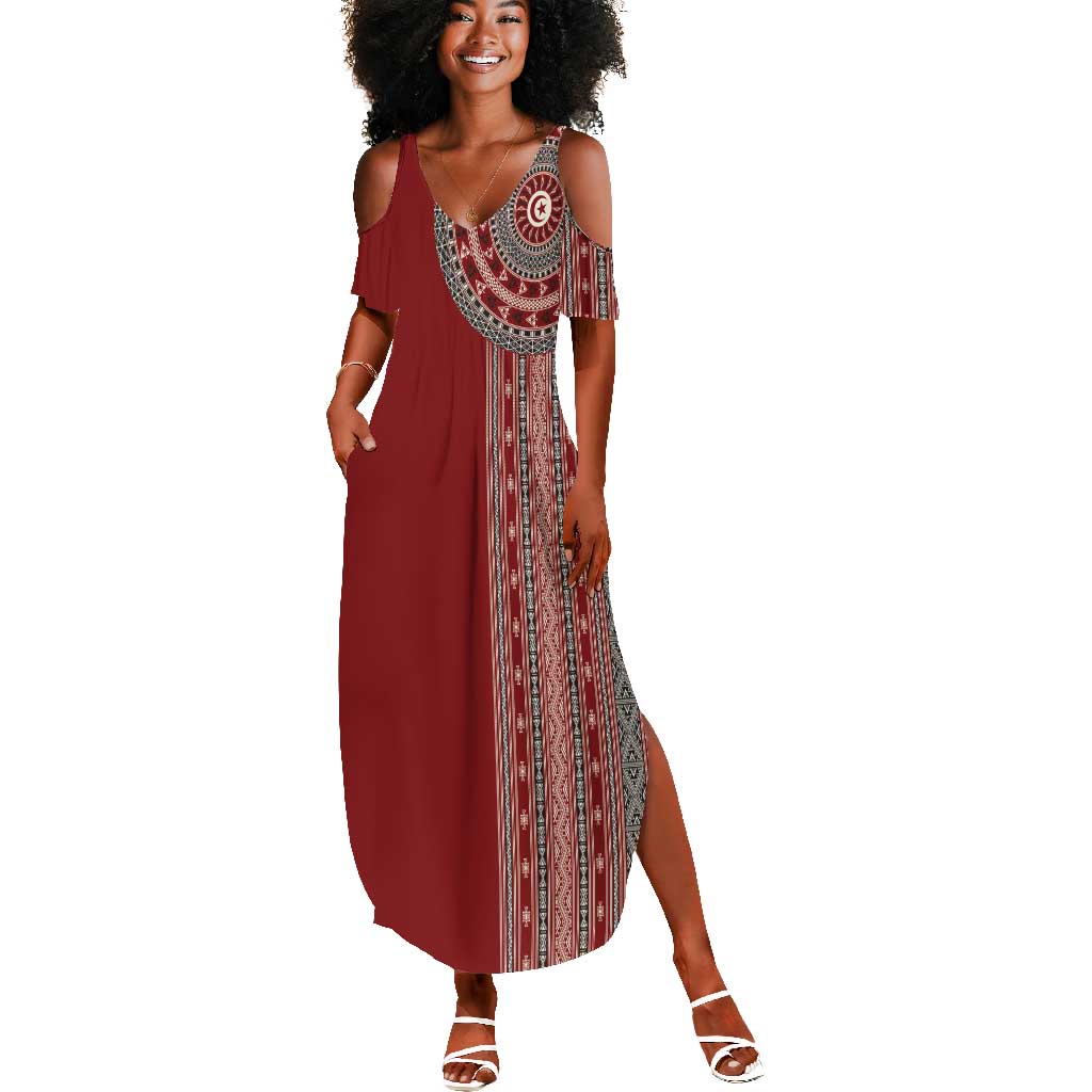 Tunisia Bakhnug Motif Summer Maxi Dress Traditional Tunisian Embroidery Inspired LT9