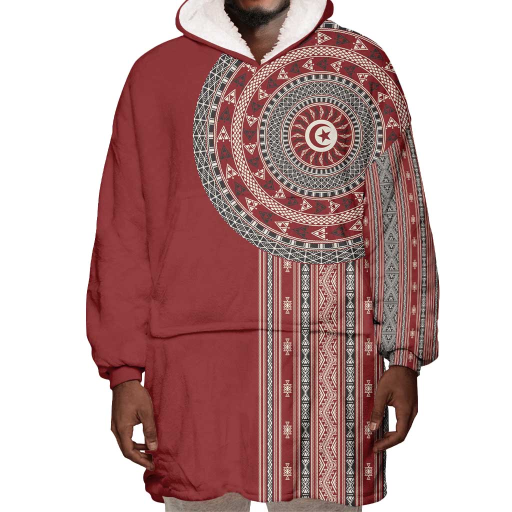 Tunisia Bakhnug Motif Wearable Blanket Hoodie Traditional Tunisian Embroidery Inspired - African Pride