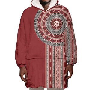 Tunisia Bakhnug Motif Wearable Blanket Hoodie Traditional Tunisian Embroidery Inspired - African Pride