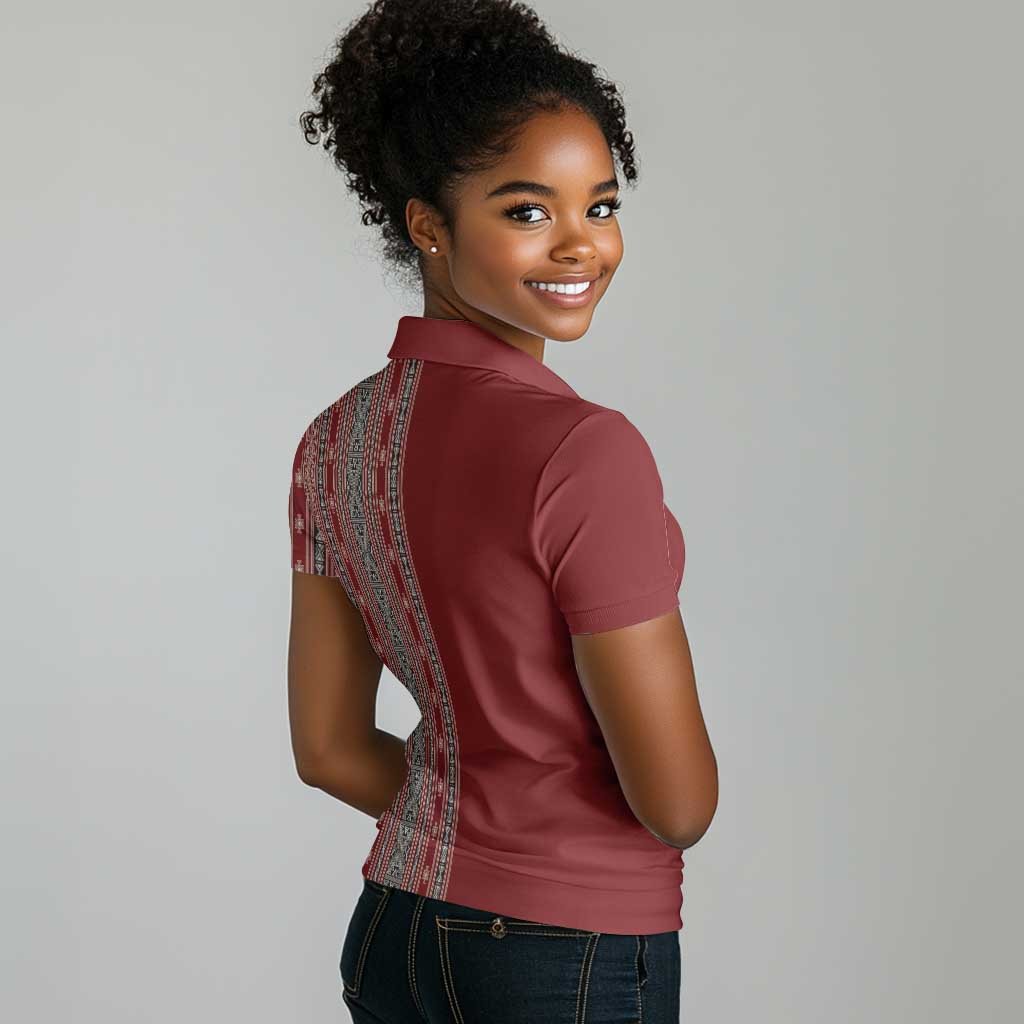 Tunisia Bakhnug Motif Women Polo Shirt Traditional Tunisian Embroidery Inspired LT9