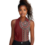 Tunisia Bakhnug Motif Women Sleeveless Polo Shirt Traditional Tunisian Embroidery Inspired - African Pride