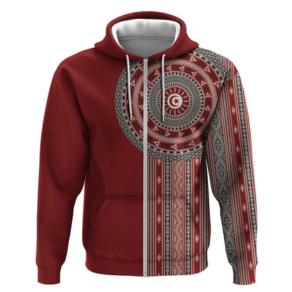 Tunisia Bakhnug Motif Zip Hoodie Traditional Tunisian Embroidery Inspired - African Pride