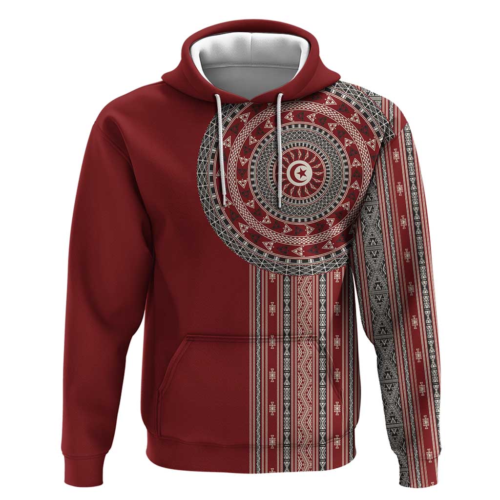 Tunisia Bakhnug Motif Zip Hoodie Traditional Tunisian Embroidery Inspired - African Pride