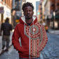 Tunisia Bakhnug Motif Zip Hoodie Traditional Tunisian Embroidery Inspired - African Pride