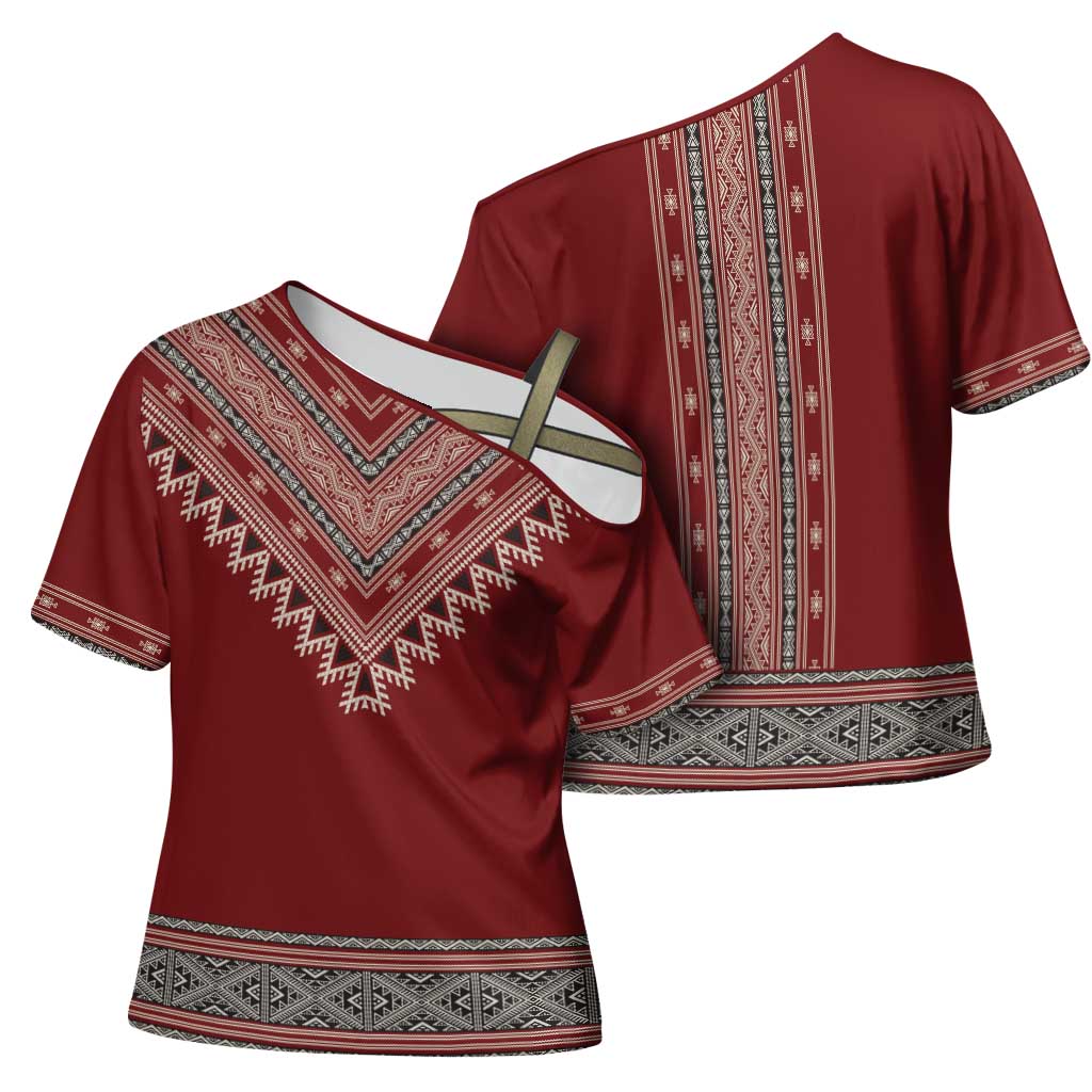 Tunisian Embroidery Pattern Cross Shoulder Shirt - African Pride