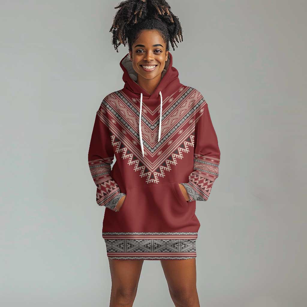 Tunisian Embroidery Pattern Hoodie Dress - African Pride