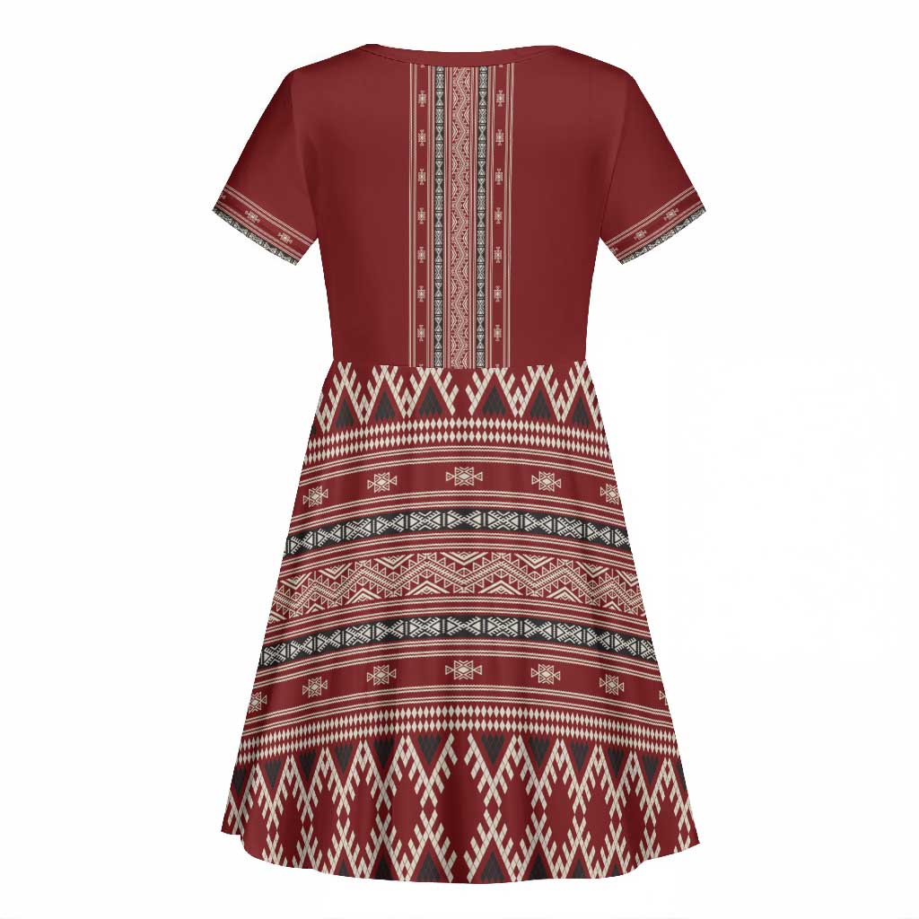 Tunisian Embroidery Pattern Kid Short Sleeve Dress LT9