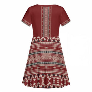 Tunisian Embroidery Pattern Kid Short Sleeve Dress LT9