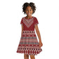 Tunisian Embroidery Pattern Kid Short Sleeve Dress LT9