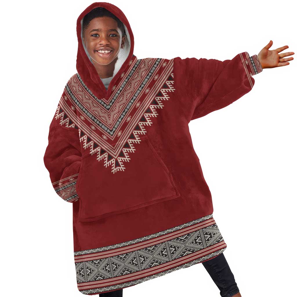 Tunisian Embroidery Pattern Kid Wearable Blanket Hoodie - African Pride