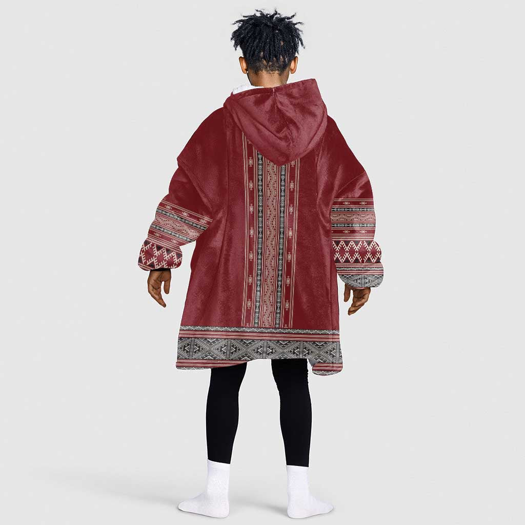 Tunisian Embroidery Pattern Kid Wearable Blanket Hoodie - African Pride