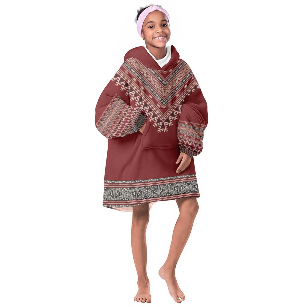 Tunisian Embroidery Pattern Kid Wearable Blanket Hoodie - African Pride