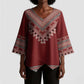 Tunisian Embroidery Pattern Kimono Sleeve Blouse - African Pride