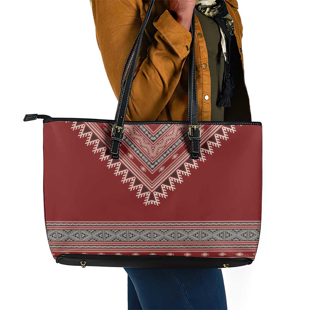 Tunisian Embroidery Pattern Leather Tote Bag - African Pride