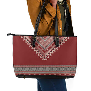 Tunisian Embroidery Pattern Leather Tote Bag - African Pride