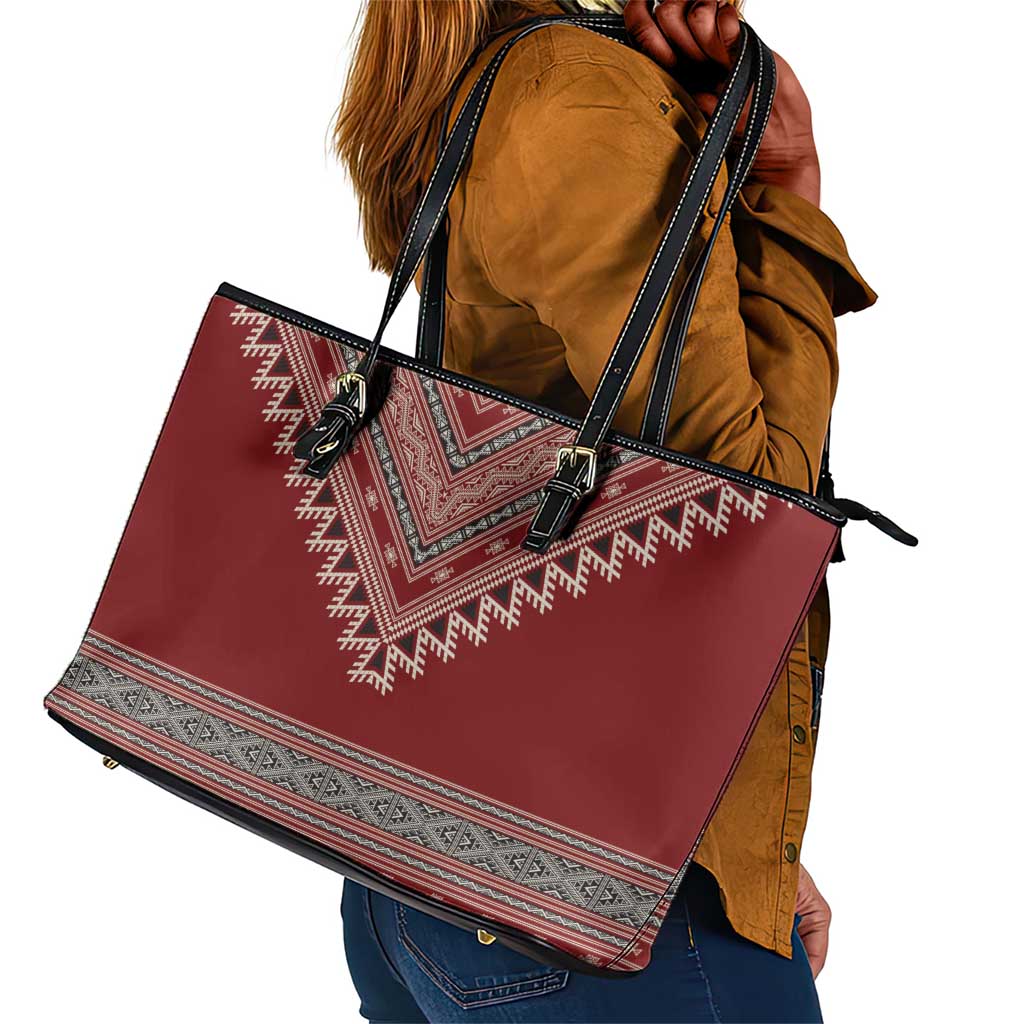 Tunisian Embroidery Pattern Leather Tote Bag - African Pride