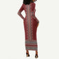 Tunisian Embroidery Pattern Long Sleeve Bodycon Dress - African Pride