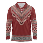 Tunisian Embroidery Pattern Long Sleeve Polo Shirt - African Pride