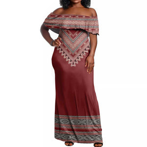 Tunisian Embroidery Pattern Off Shoulder Maxi Dress - African Pride