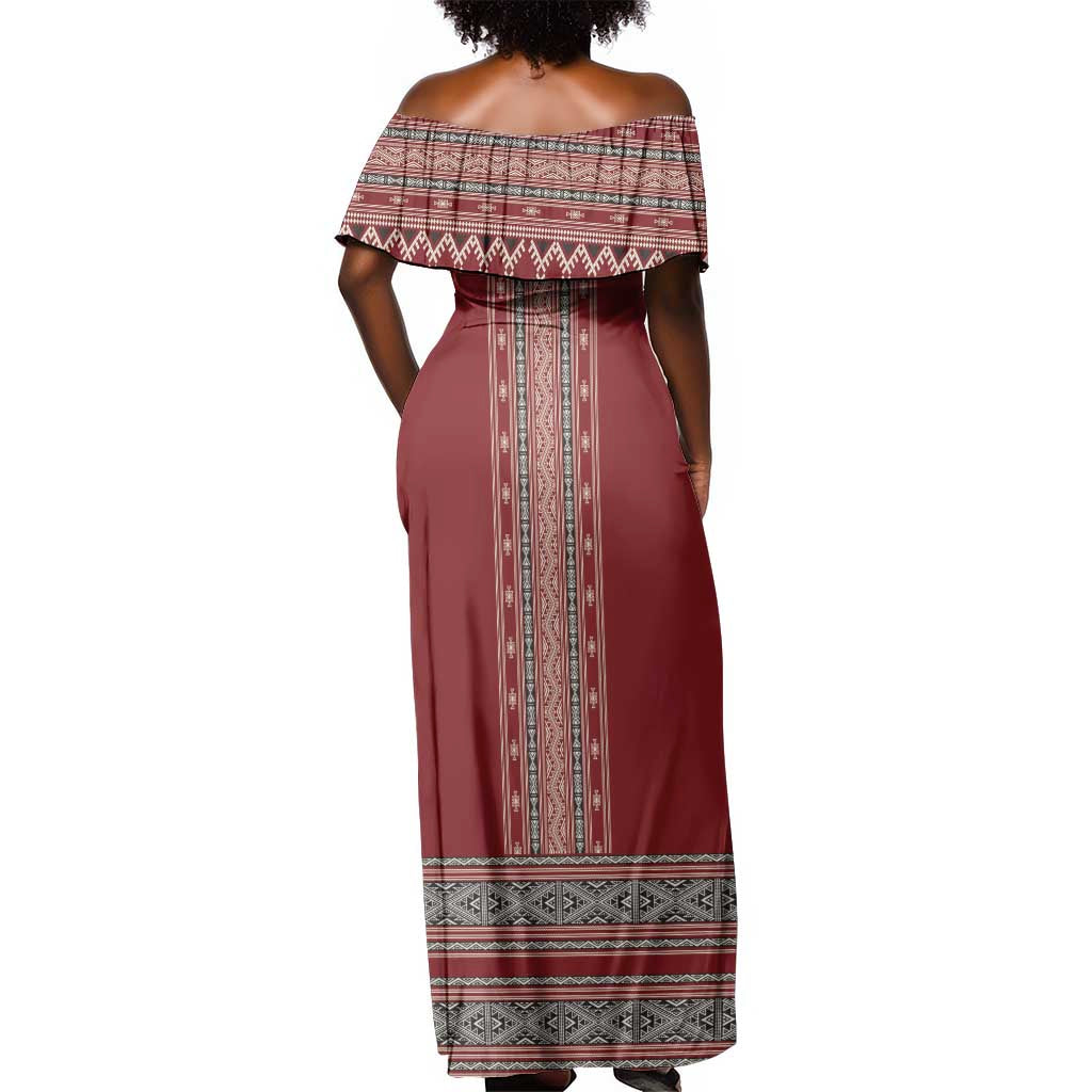 Tunisian Embroidery Pattern Off Shoulder Maxi Dress - African Pride
