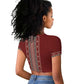 Tunisian Embroidery Pattern Raglan Cropped T shirt LT9
