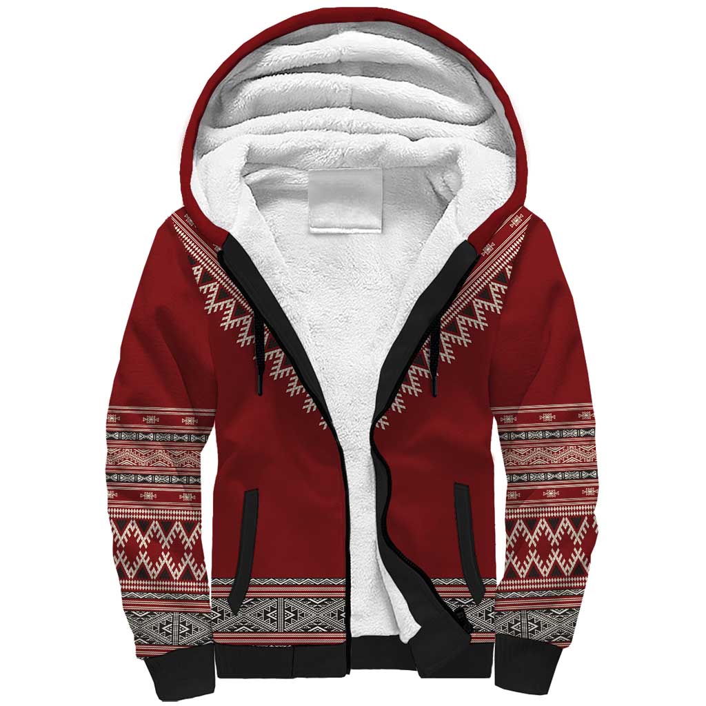 Tunisian Embroidery Pattern Sherpa Hoodie - African Pride