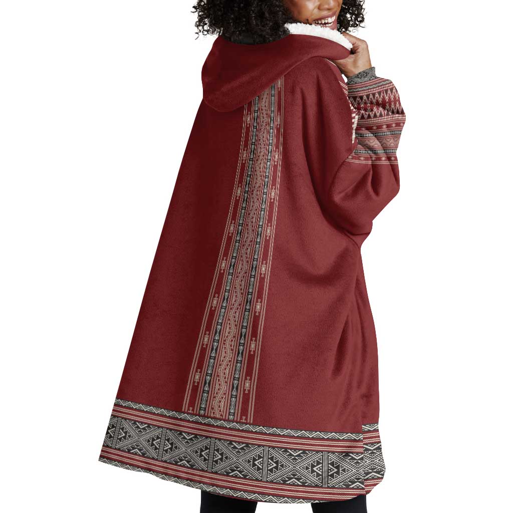 Tunisian Embroidery Pattern Wearable Blanket Hoodie - African Pride