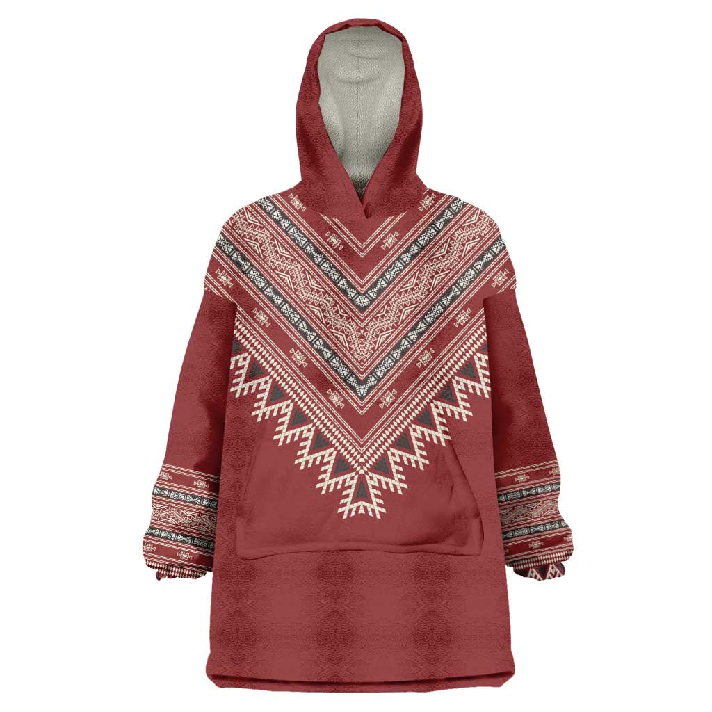 Tunisian Embroidery Pattern Wearable Blanket Hoodie - African Pride